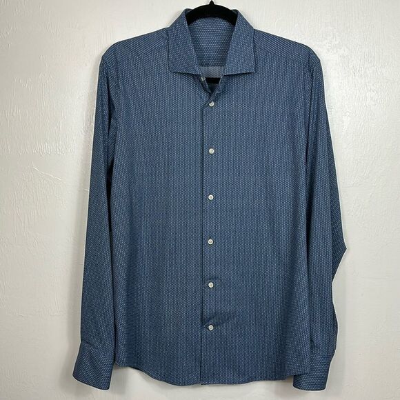 Traiano Milano Geo Print Long Sleeve Button Down Shirt Size M - Picture 1 of 8